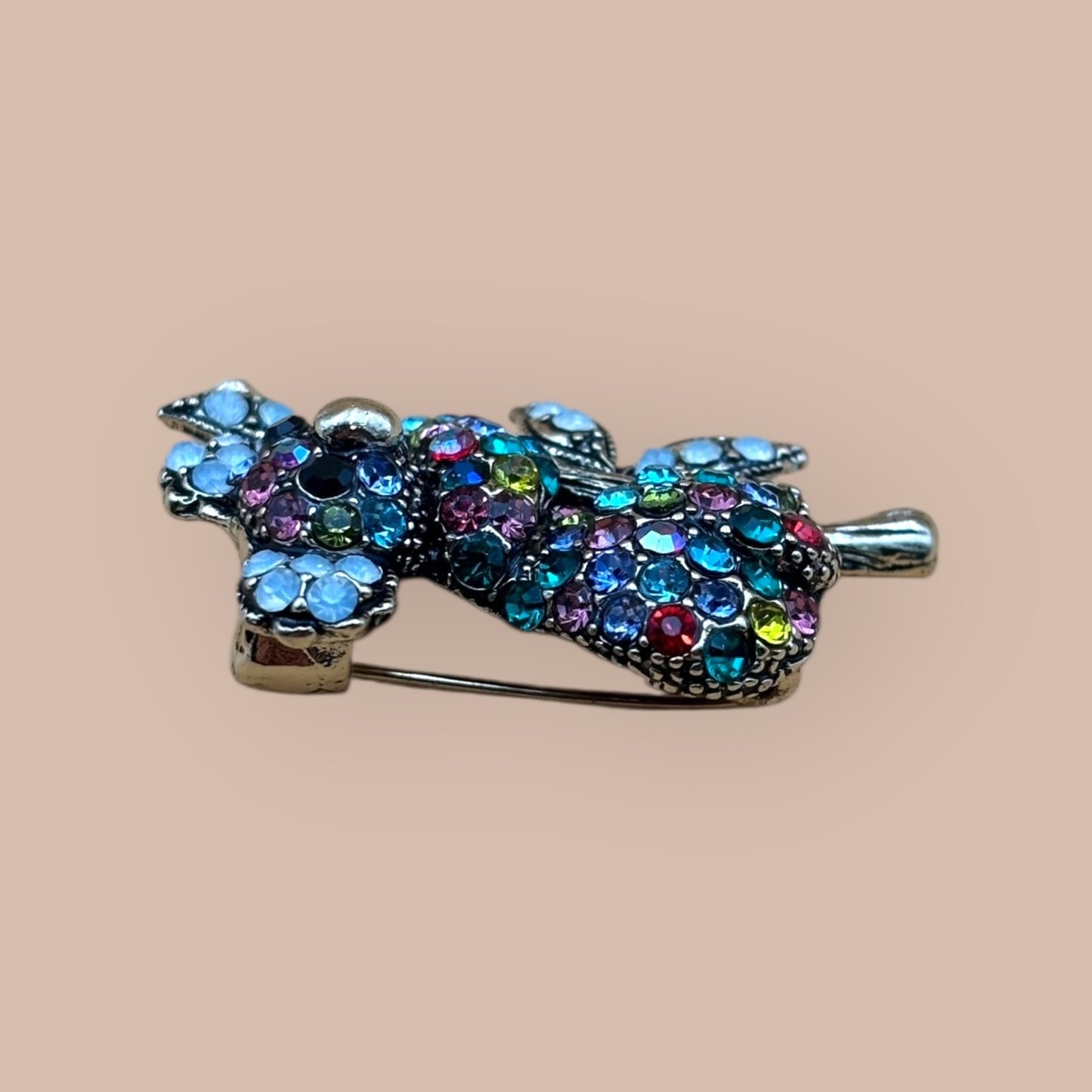 Gold Tone Koala Bear Crystal Brooch