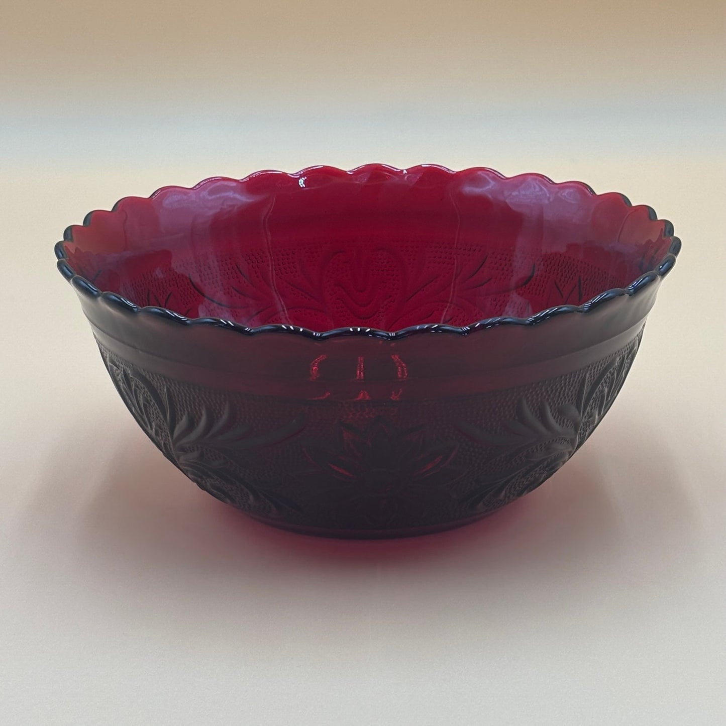 Vintage Royal Ruby Red 8" Depression Glass Sandwich Bowl, Anchor Hocking