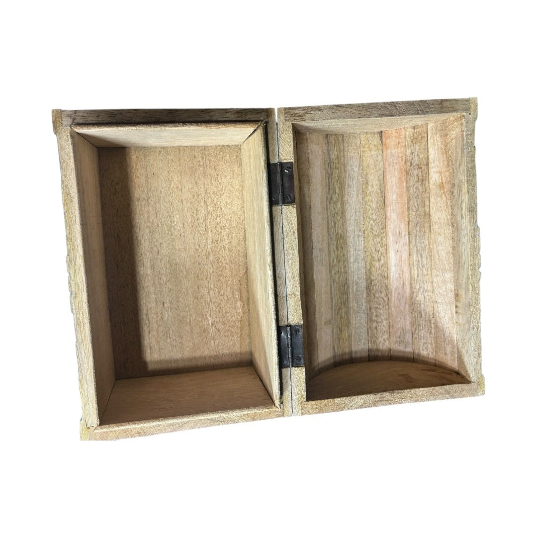 Handmade Blue Wash Wood Storage Box