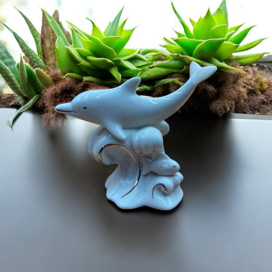 Lenox Porcelain Dolphin Figurine with Gold Accents