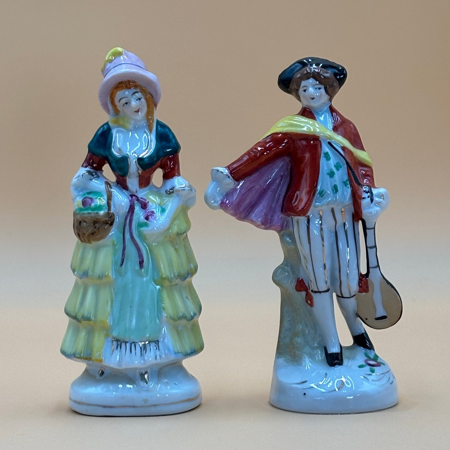 Vintage Occupied Japan Figurines - Colonial Lady & Musician (Set of 2)