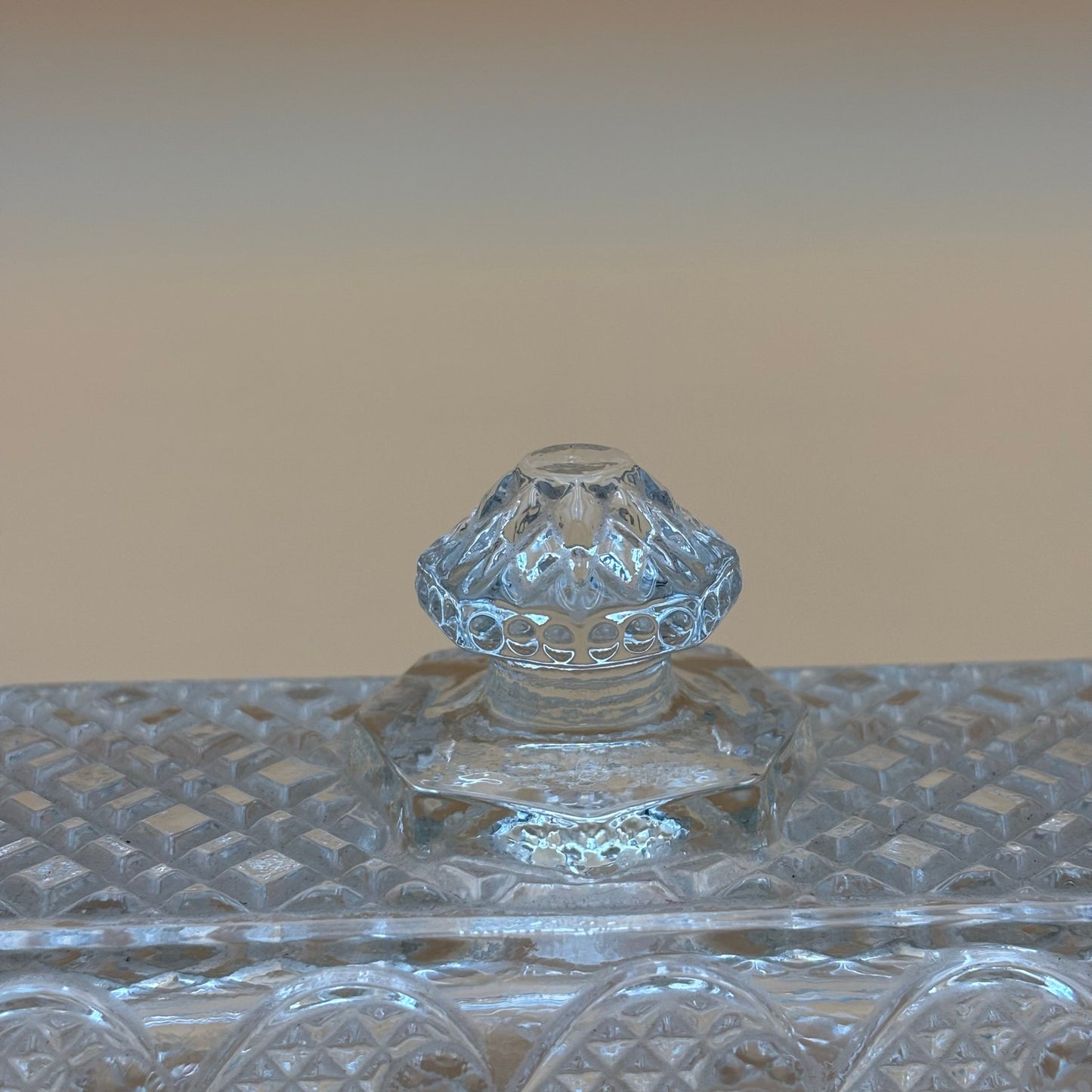 Vintage Avon Pressed Glass Butter Dish with Lid – Diamond Weave Pattern (7”)