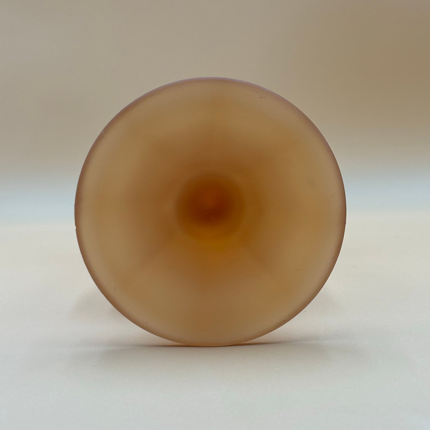 Vintage Peach/Amber Satin Swung Vase - Ruffled Rim 13.5" Tall