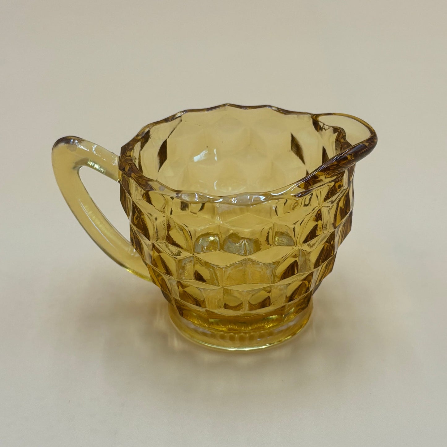 Vintage Jeannette Depression Glass Creamer - Cubist Amber Pattern