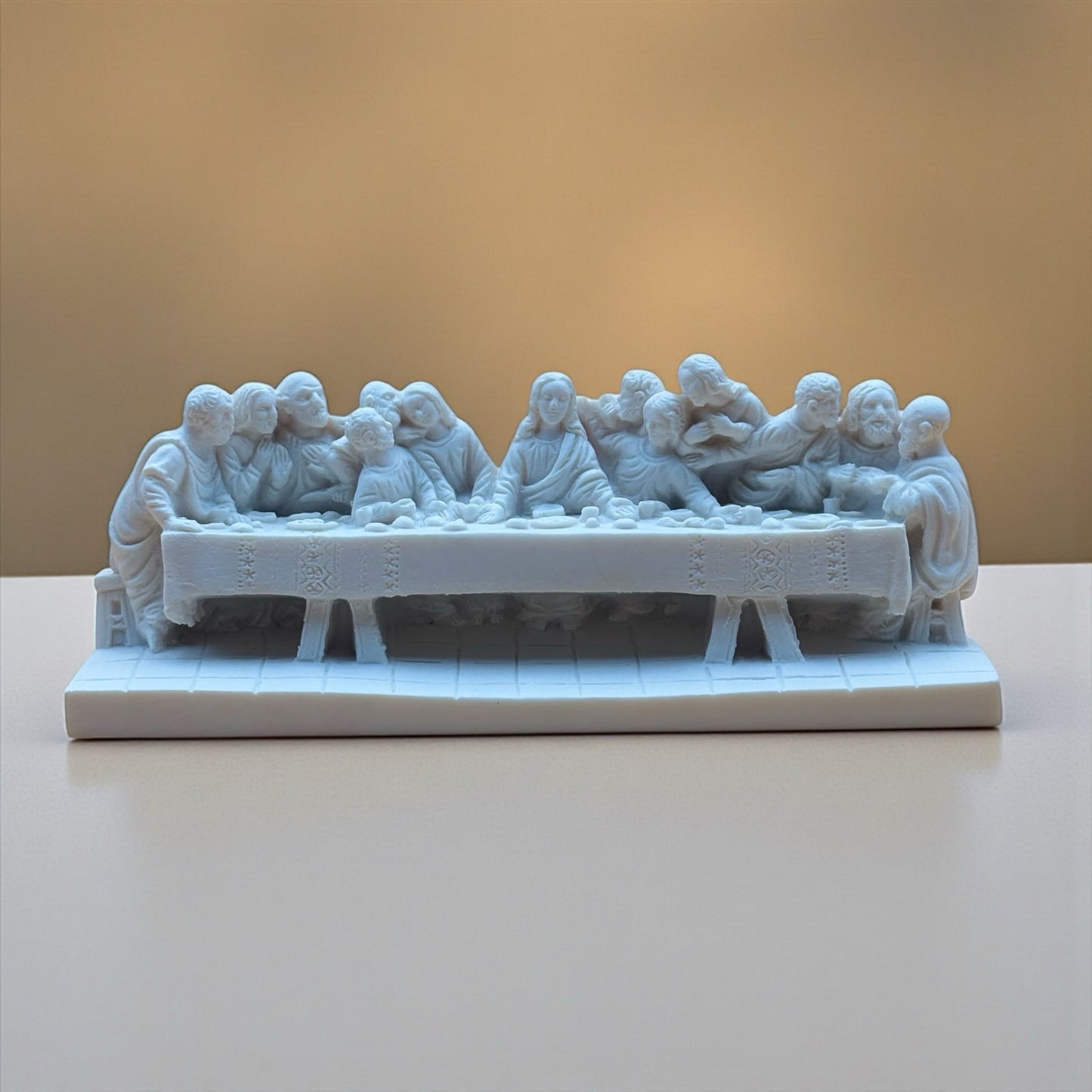 White Last Supper Sculpture Inspired by Leonardo da Vinci