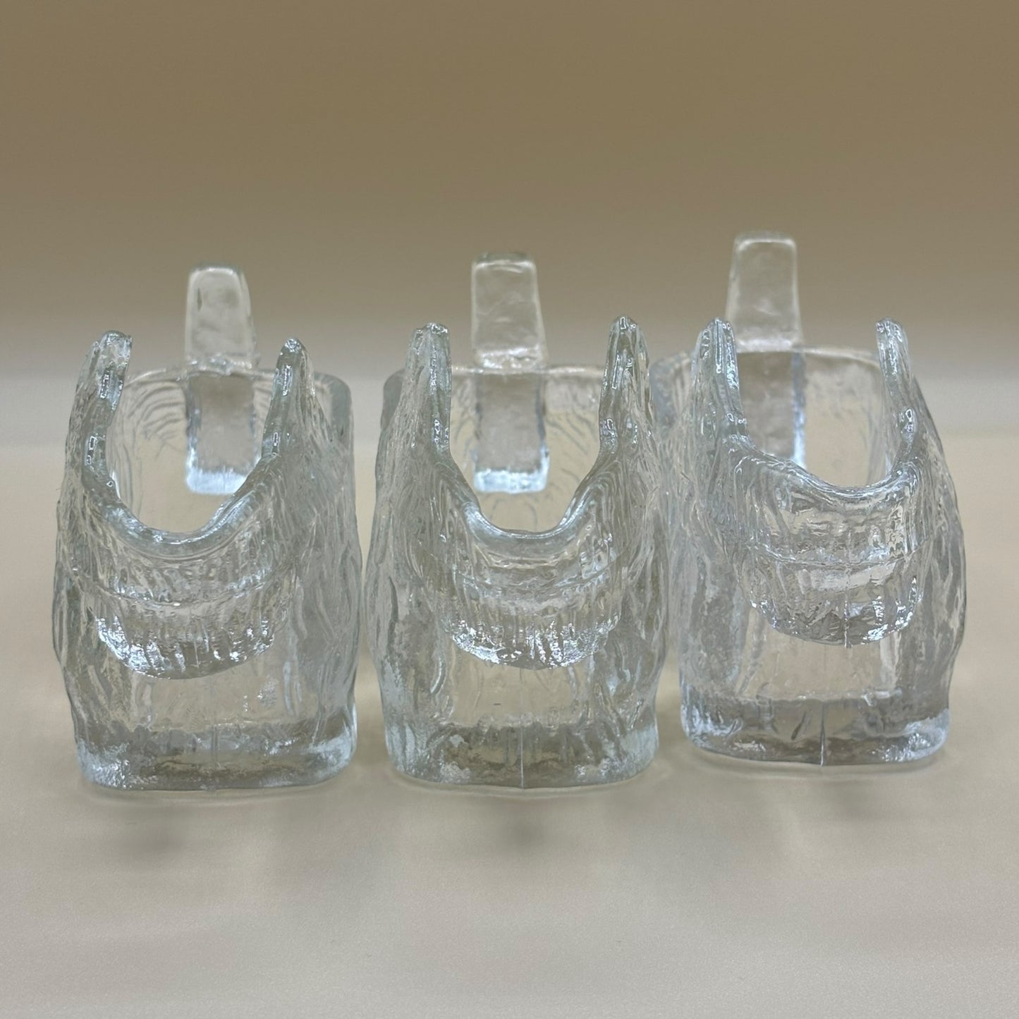 Lot of 3 Vintage Clear Glass Textured Scottie Dog Creamers - Open Pourer Dishes
