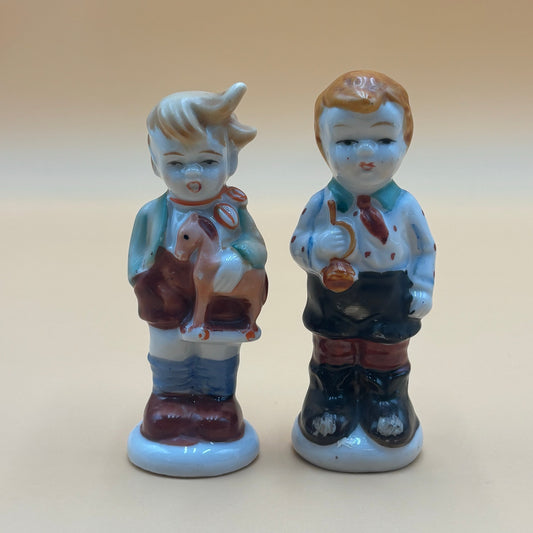 Vintage Occupied Japan Ceramic Boy Figurines - Set of 2