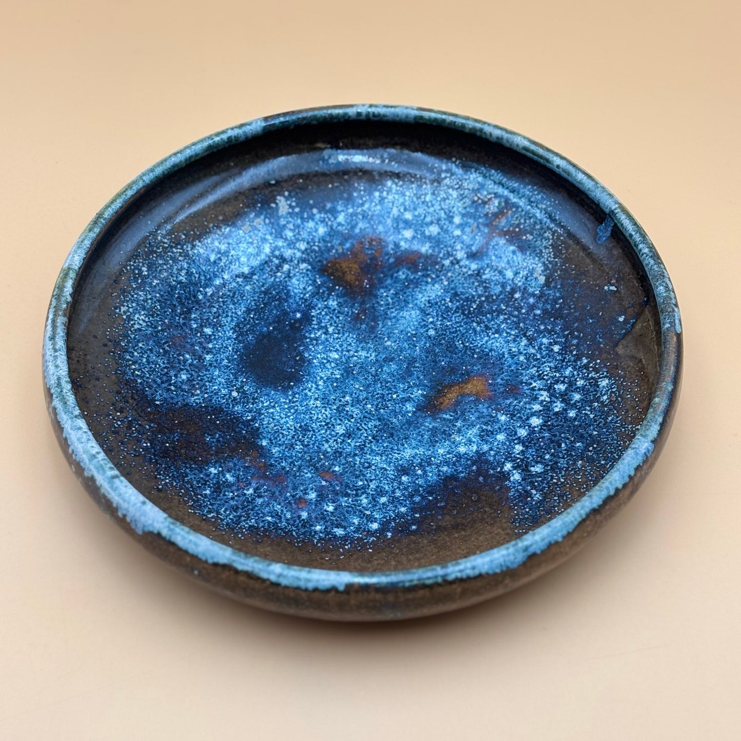 Vintage Studio Pottery Galaxy-Like Blue Glazed Bowl