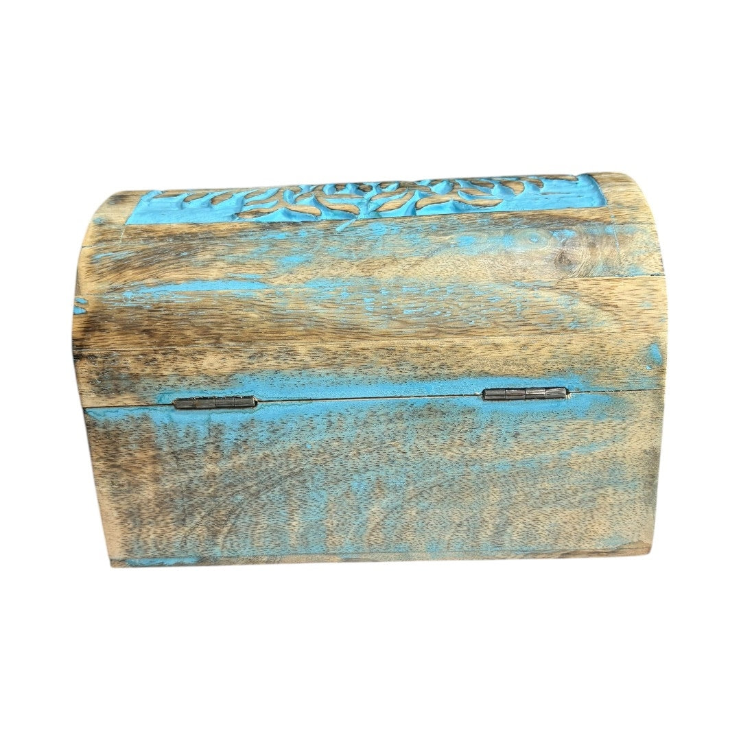 Handmade Blue Wash Wood Storage Box