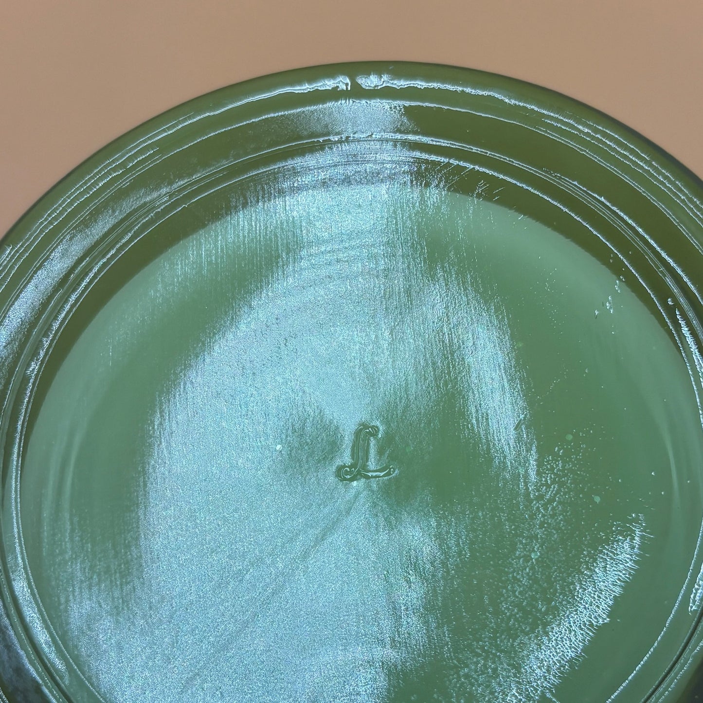 Vintage Green Ombre Art Glass Vase, Signed “L” – 8.25” Tall