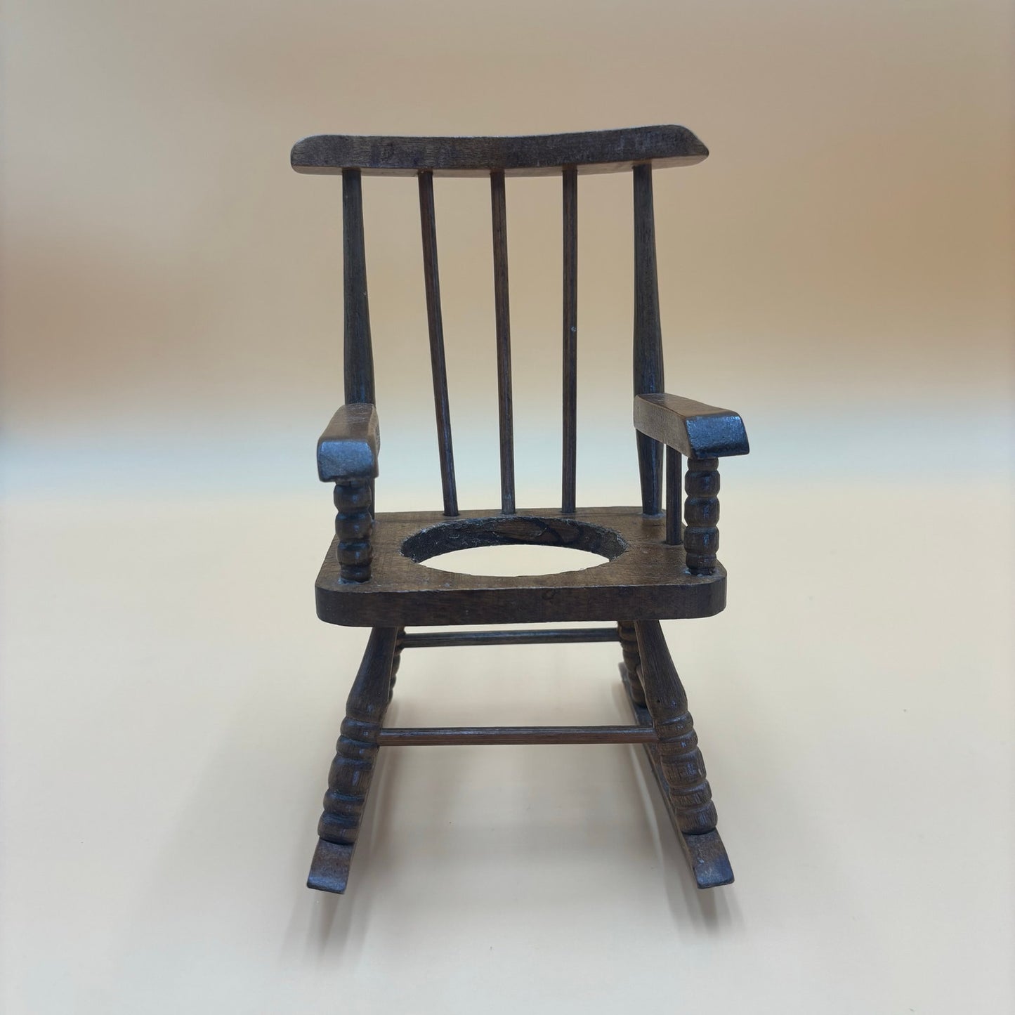 Set of 2 Vintage Wooden Rocking Chair Planters - Medium Brown Finish