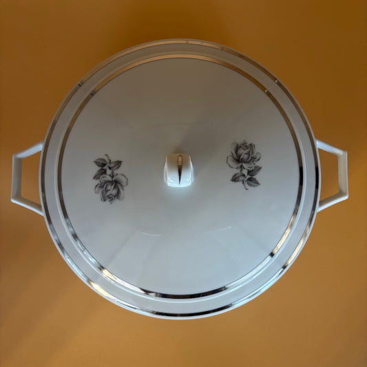 Vintage Princess China "Cameo Rose" Covered Casserole Dish