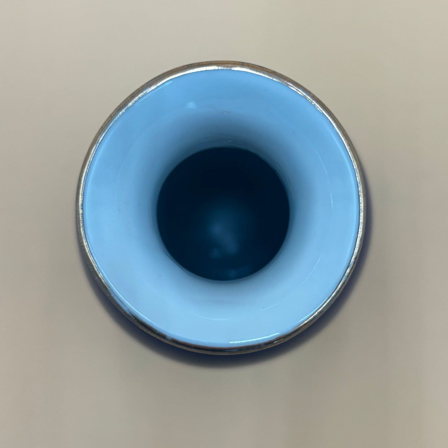 Vintage Cobalt Blue Vase with Gold Bamboo Design – 4.5” Tall