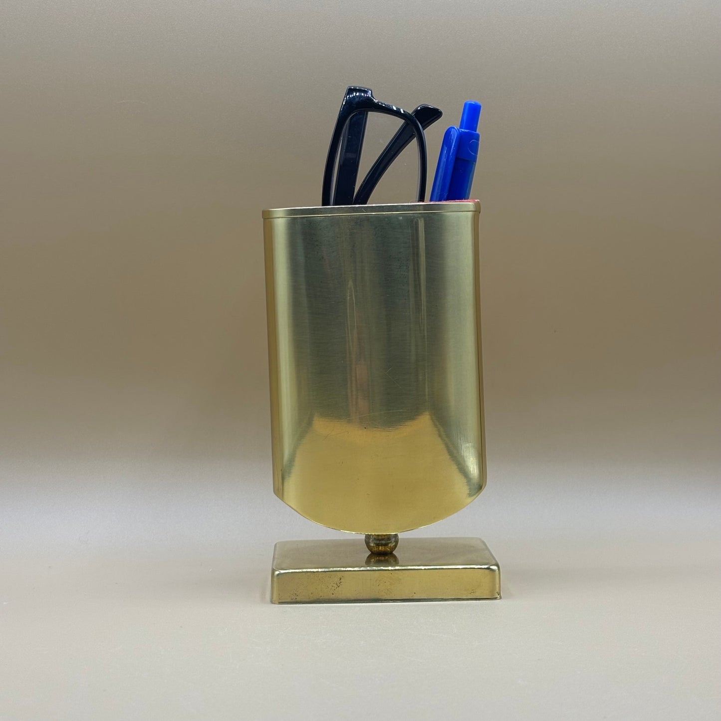 Vintage Brass Pen/Eyeglass Holder - Desktop Organizer
