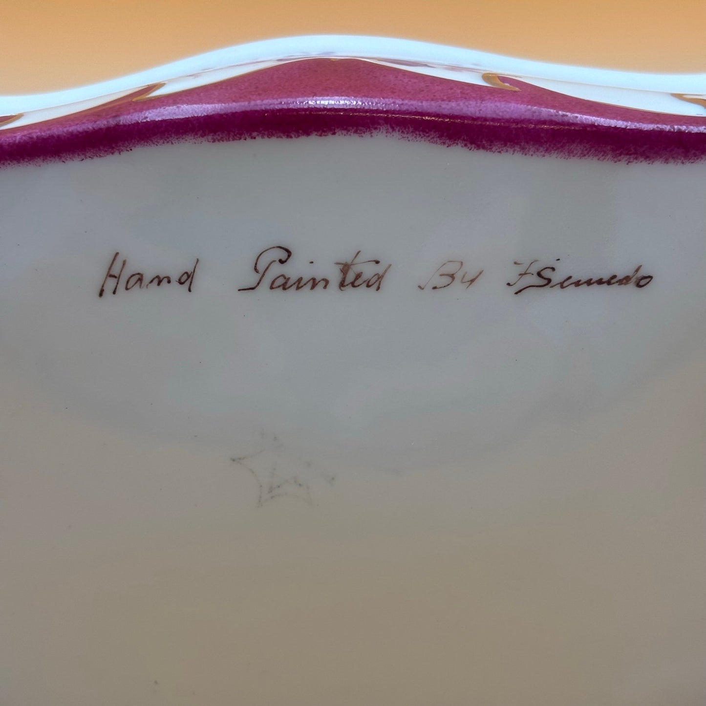 Hand Painted Porcelain Footed Dish Signed “By F. Semedo” – Sèvres-Style Scene