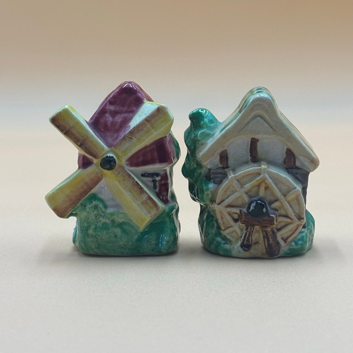 Vintage Hand Painted Royal Japan Miniature Windmill Salt & Pepper Set