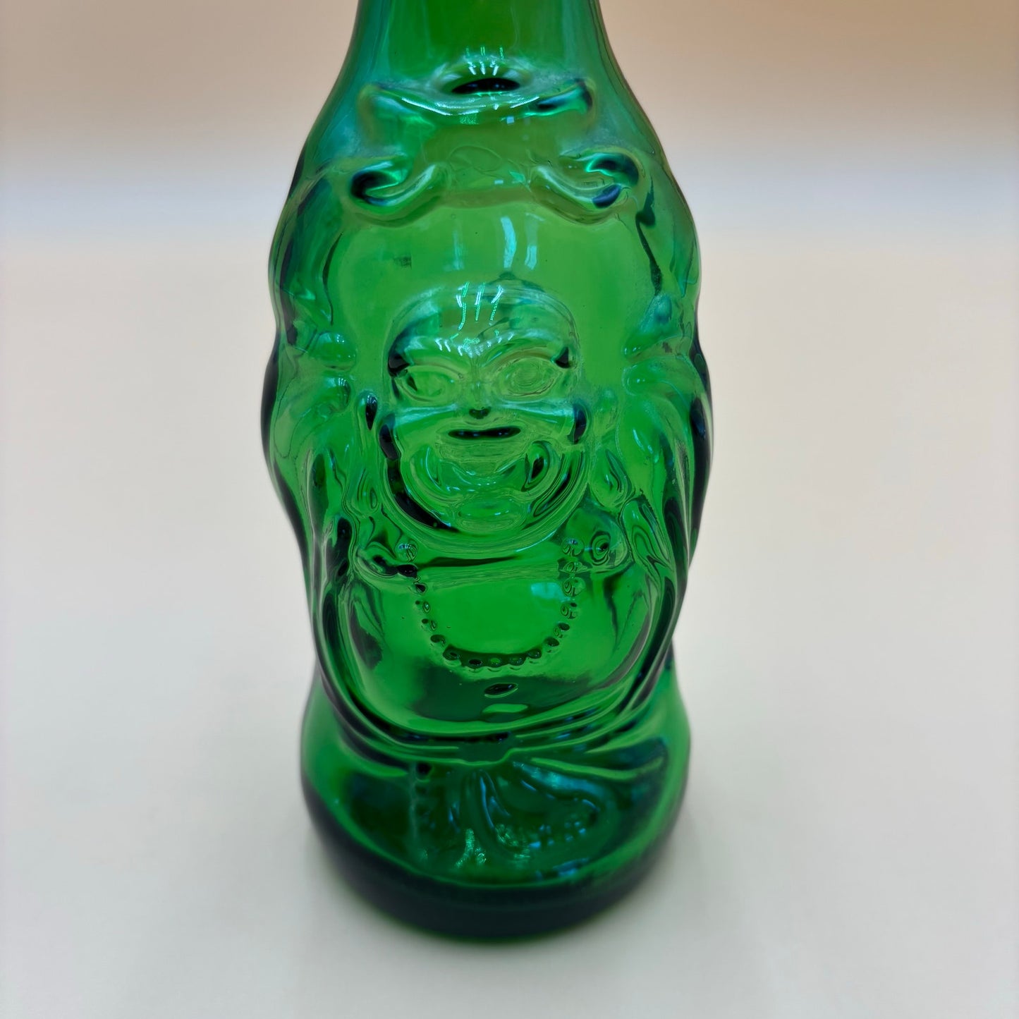 Vintage Lucky Buddha Beer Bottle – Embossed Green Glass Collectible