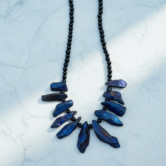 Blue Aura Quartz Crystal Necklace