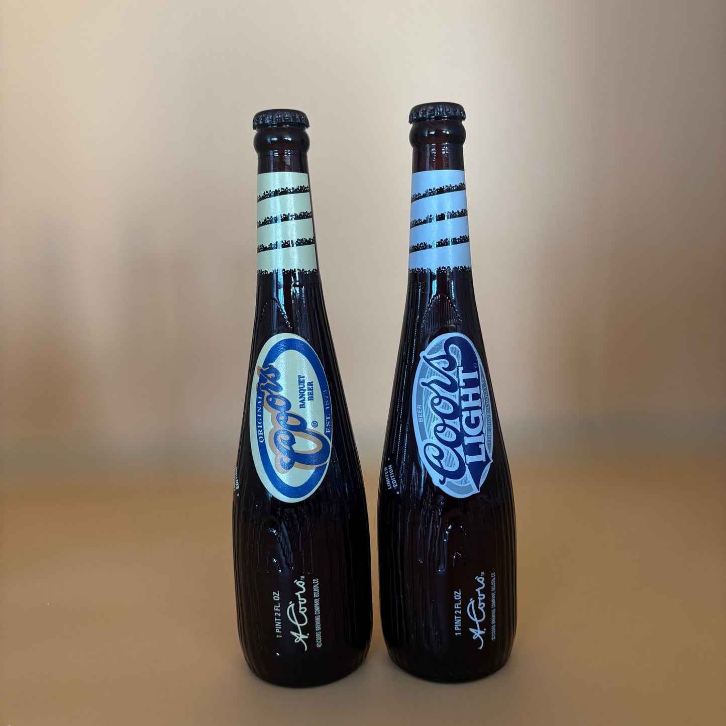 Set of 2 Coors Limited Edition Glass Bottles – Banquet & Light