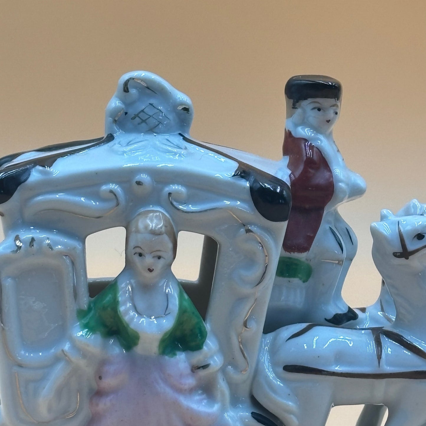 Vintage Thames Hand Painted Horse & Carriage Figurine - Made in Japan