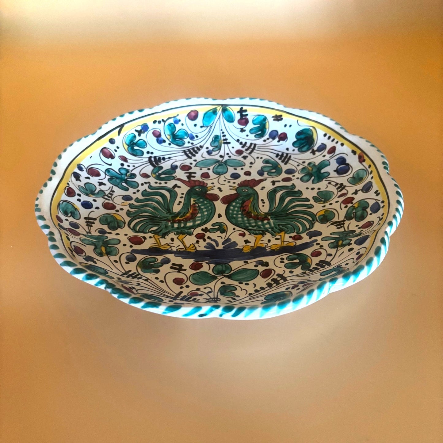 Deruta Italy Orvieto Green Rooster Wall Plate – Hand-Painted Ceramic