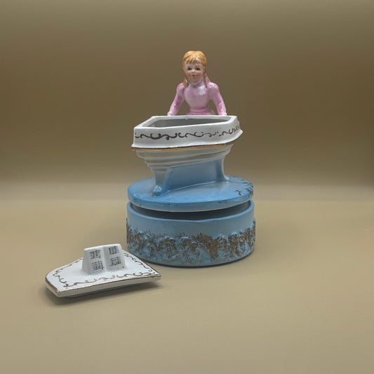 VTG Music Trinket Box - Girl Playing Piano Rotating