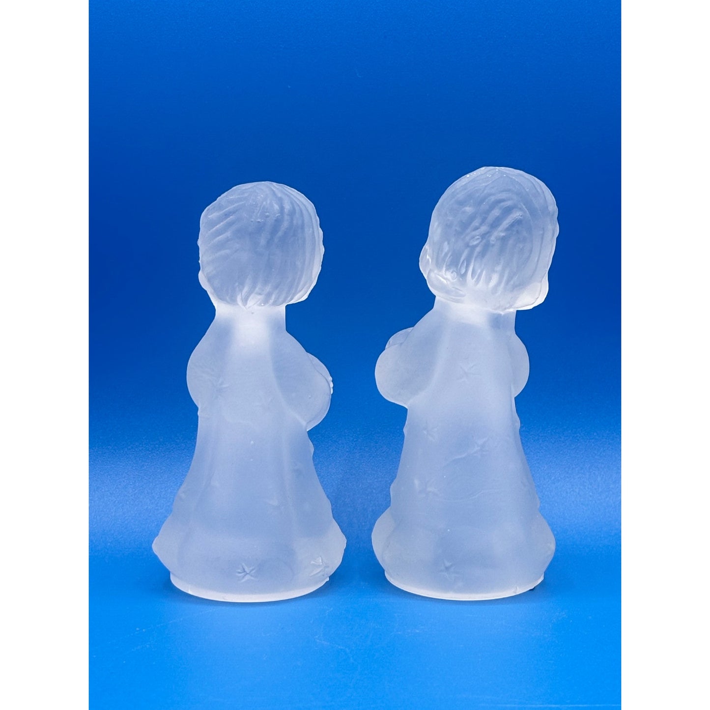 Pair of Vintage Frosted Glass Child Taper Holders