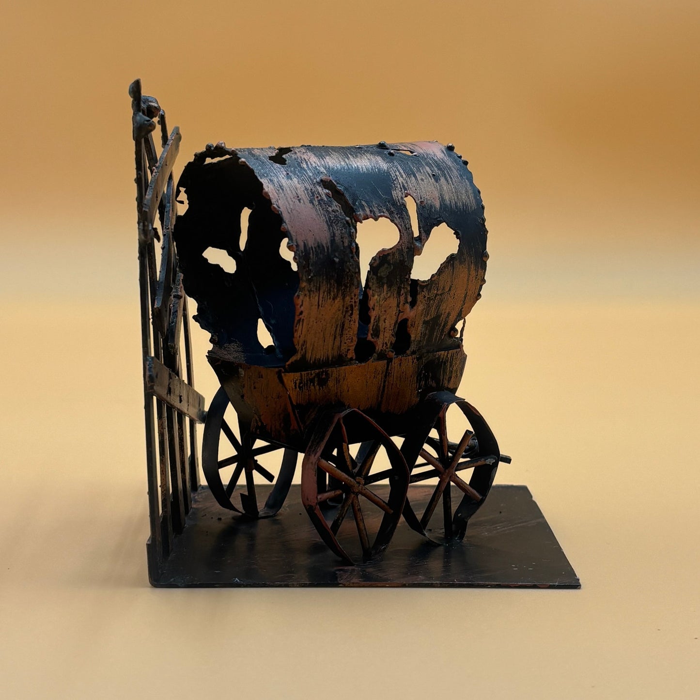 VTG Metal Bookends - Covered Wagon & Old Car by Good-Art
