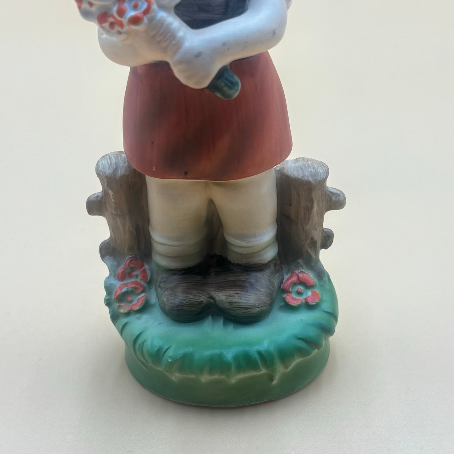 Vintage Girl with Flowers Figurine - Made in Japan