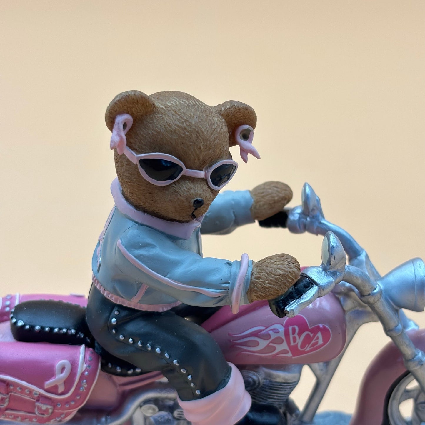On the Road for a Cure Teddy Bear Motorcycle Figurine