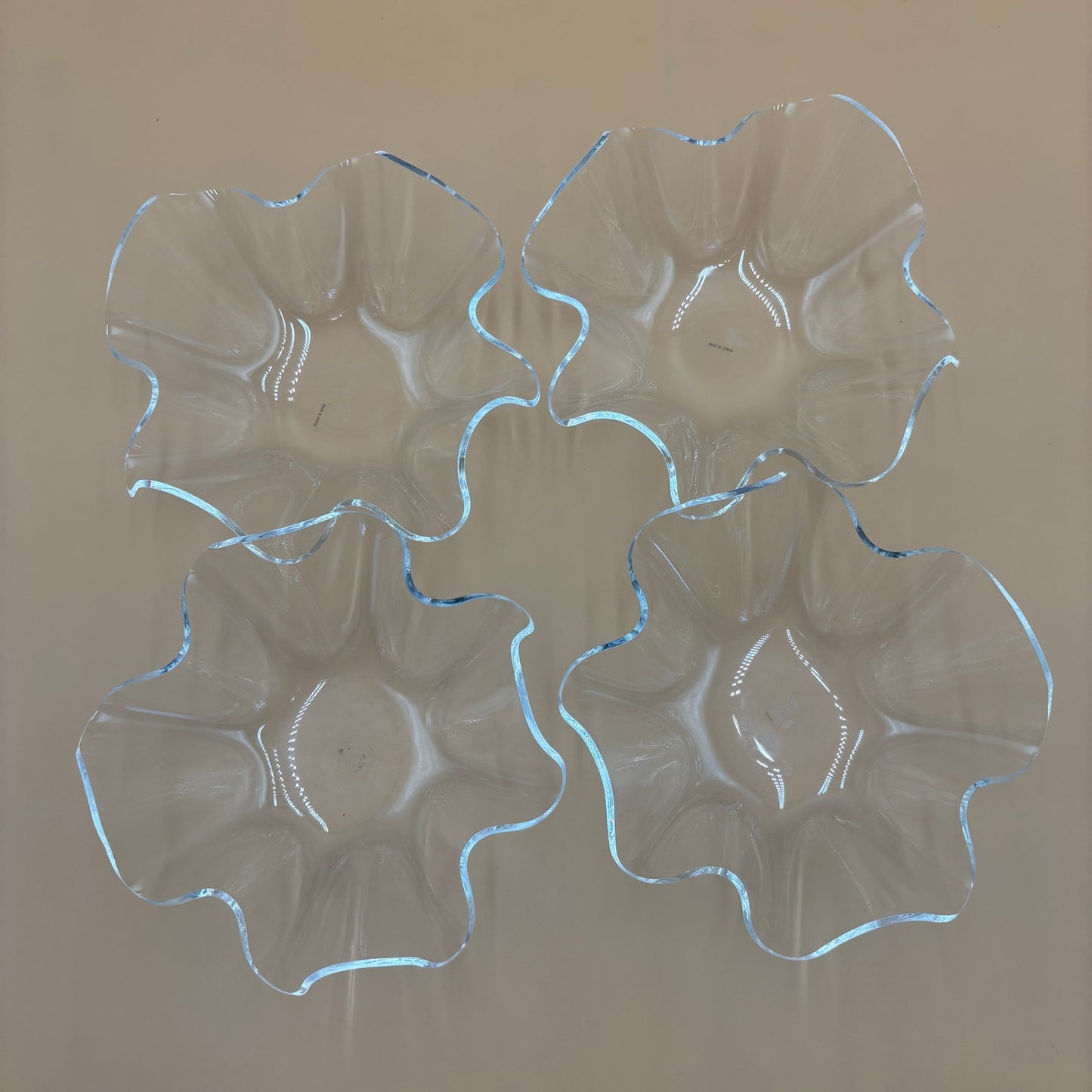 Set of 8 Vintage Acrylic Handkerchief Bowls - Made in Taiwan