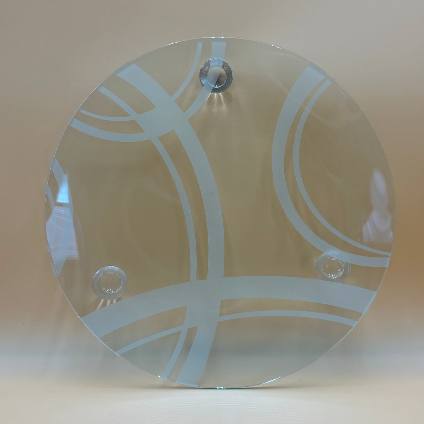 Retro Clear Glass Serving Platter with Modern Abstract Design and Ball Feet
