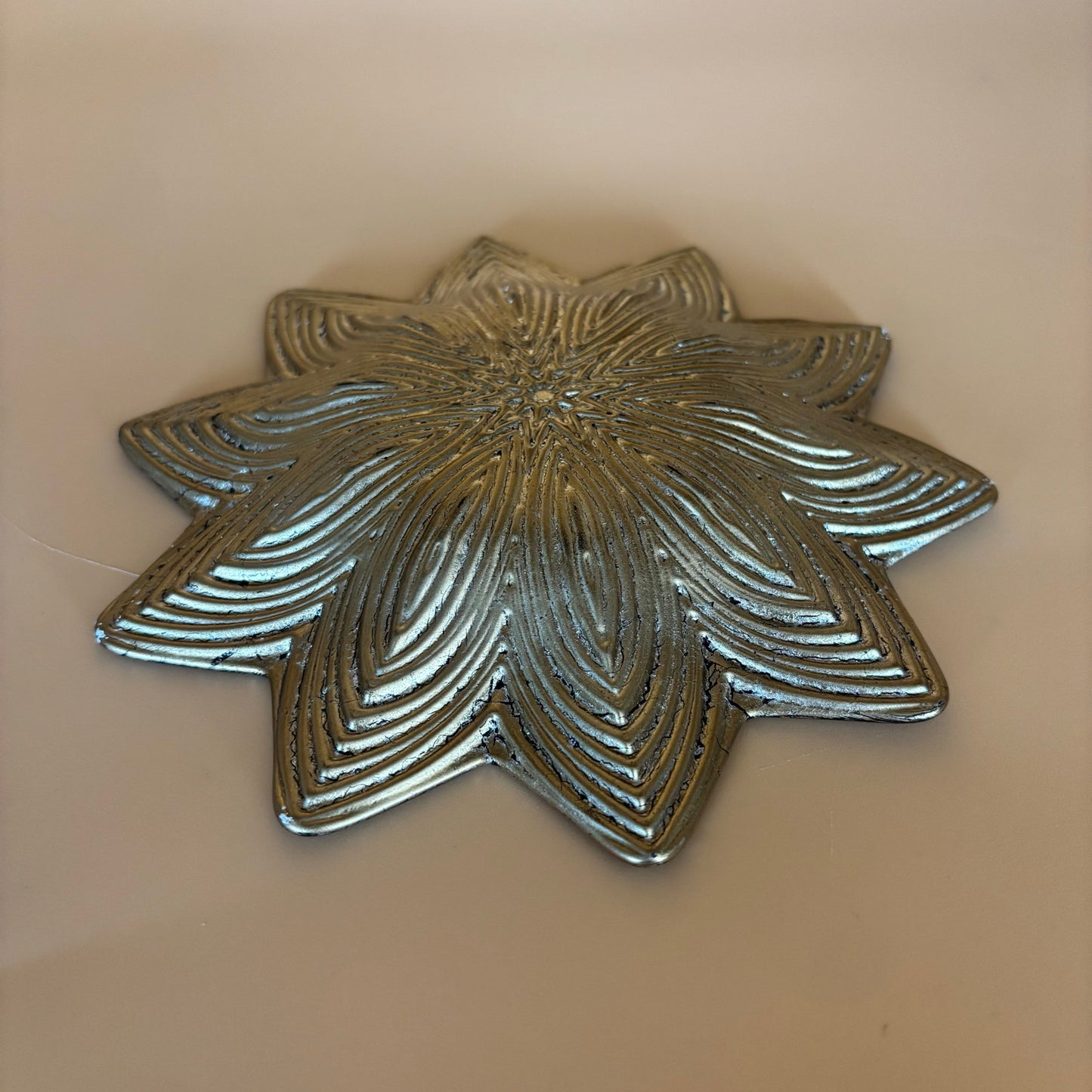 Handmade Turkish Ceramic Star Plate – Point Gold & Silver Metallic Glaze