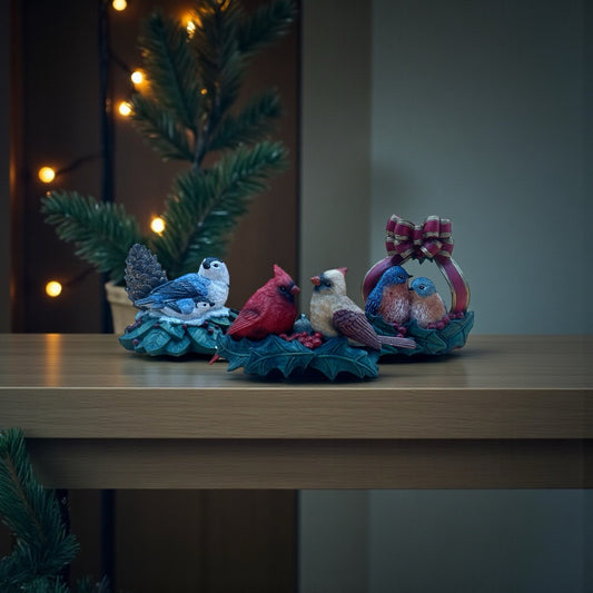 Set of 3 AWH Bird Figurines – Cardinals, Bluebirds & Nuthatchers