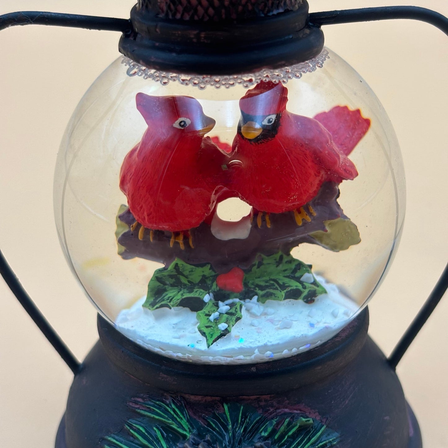 Cardinal Christmas Small Lantern Globe Figurine
