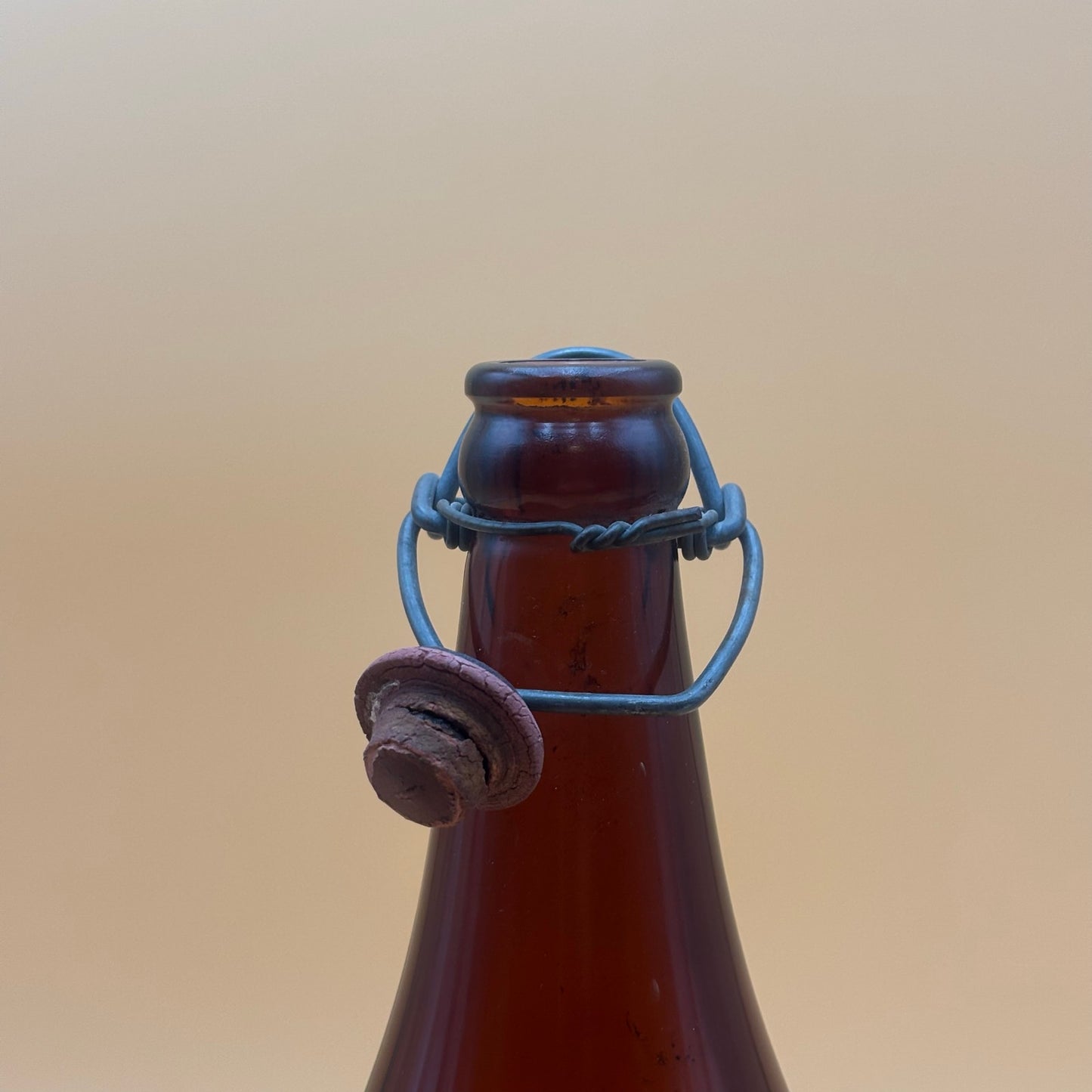 Vintage Brown Glass Bottle with Swing Top Closure 14"