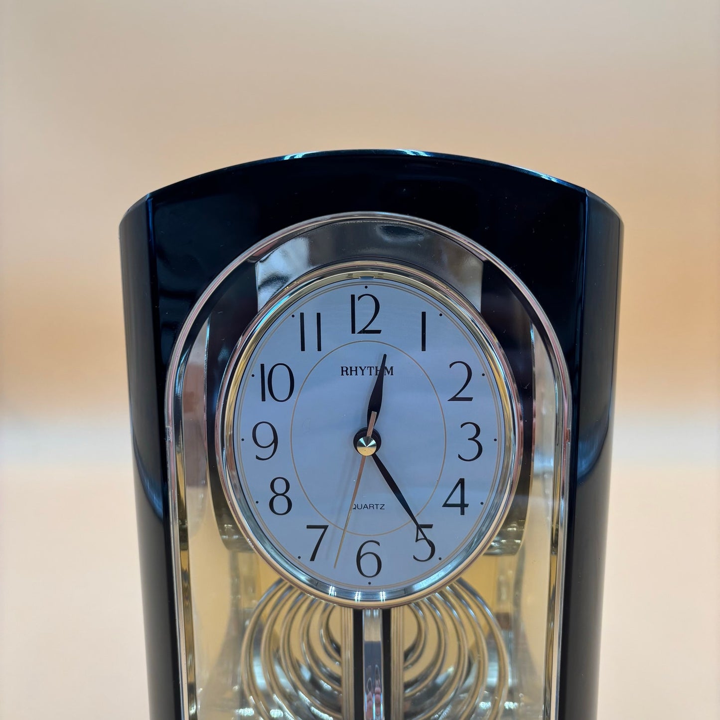 Rhythm Quartz Hypnotic Pendulum Clock - Mid-Century Modern Black & Gold