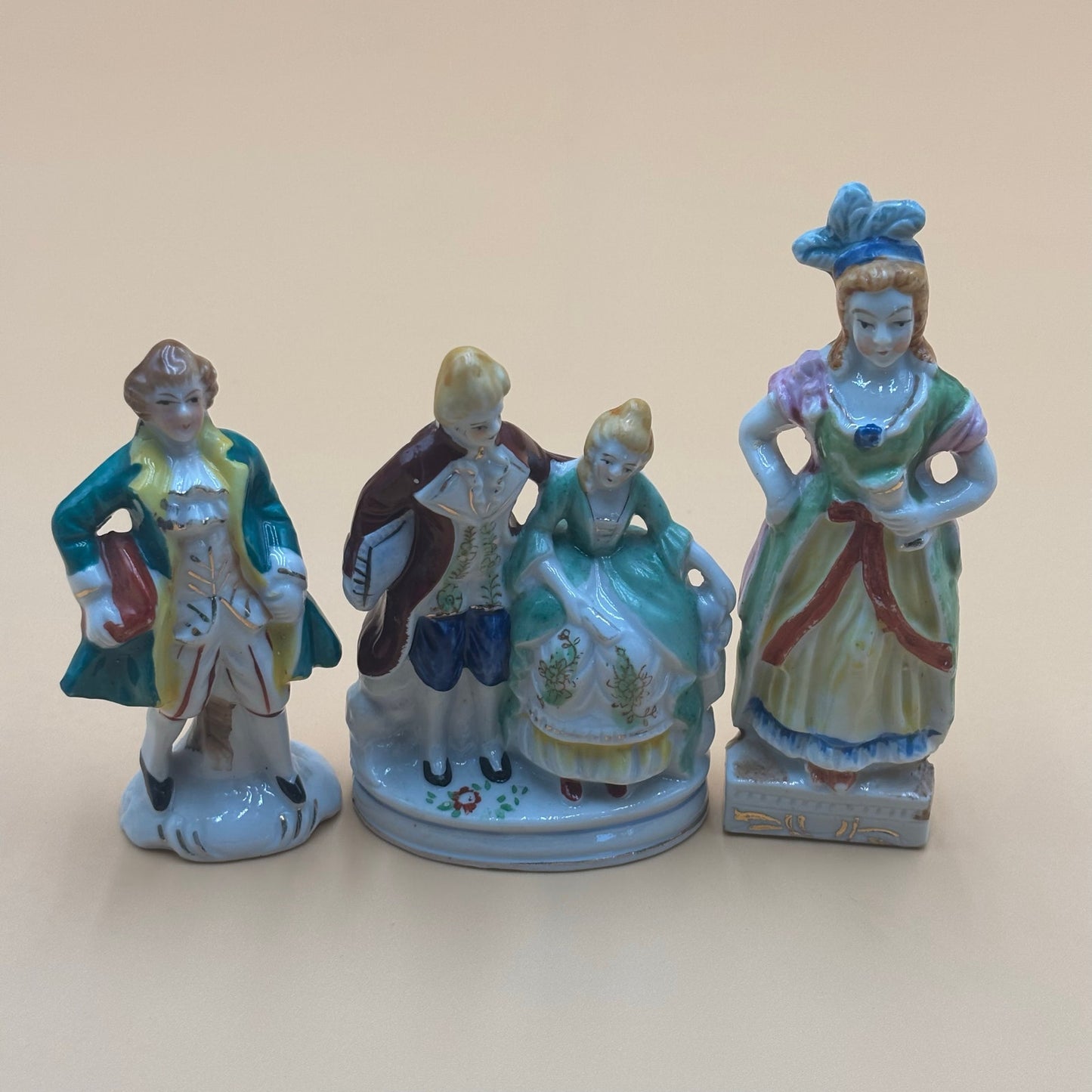 Vintage Victorian Occupied Japan Porcelain Figurine Set of 3 - Colonial Characters