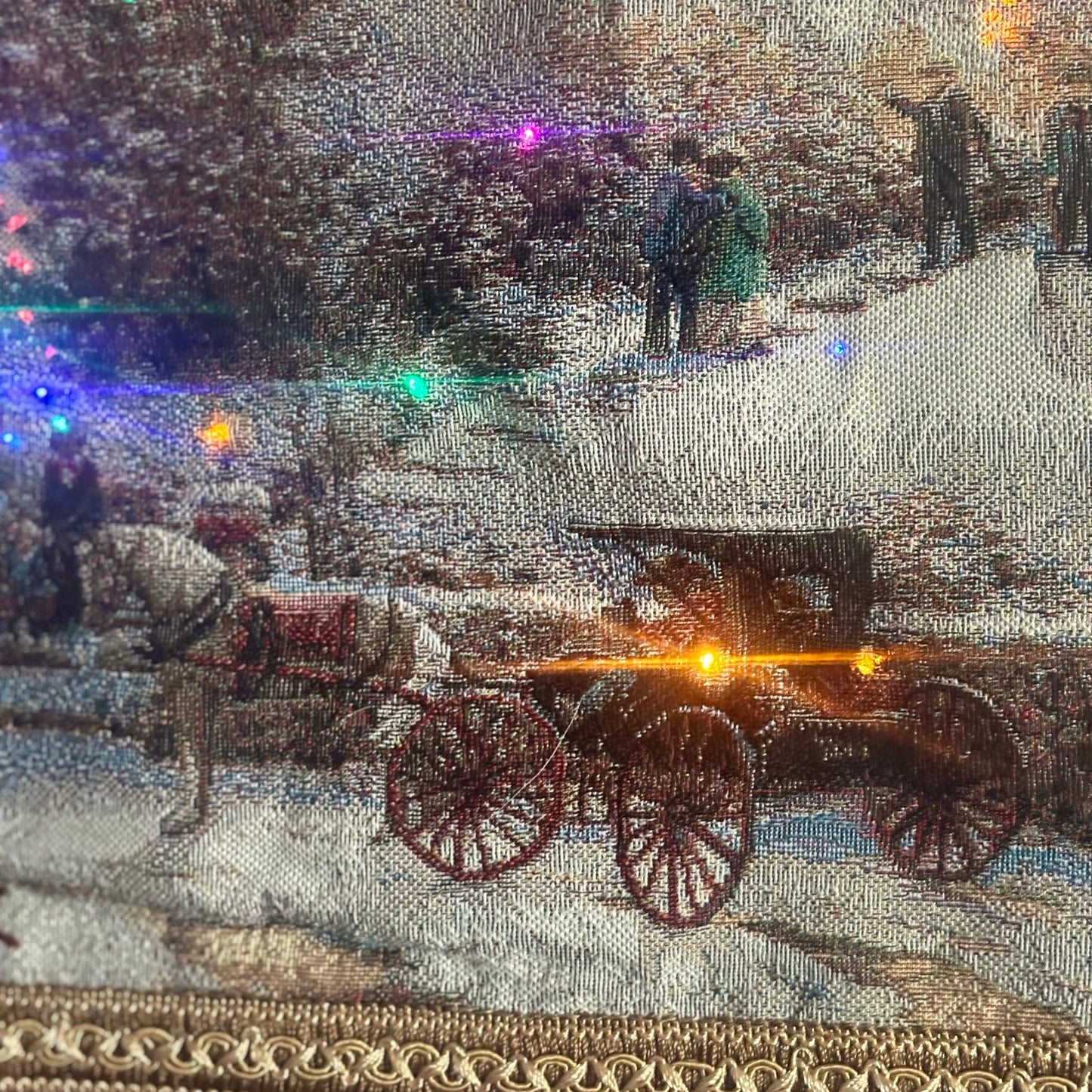 Thomas Kinkade Fiber Optic Wall Tapestry – Victorian Christmas Scene