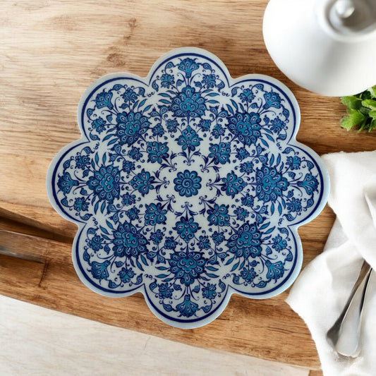 Istanbul Street Bazaar Iznik Turkish Ceramic Trivet – 7.25” Floral Tile