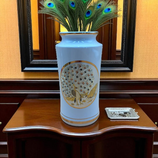The Art of Chokin Peacock Vase with 24K Gold Trim – Made in Japan
