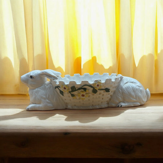 Vintage Enesco Ceramic Easter Bunny Planter/Basket E0559 Large