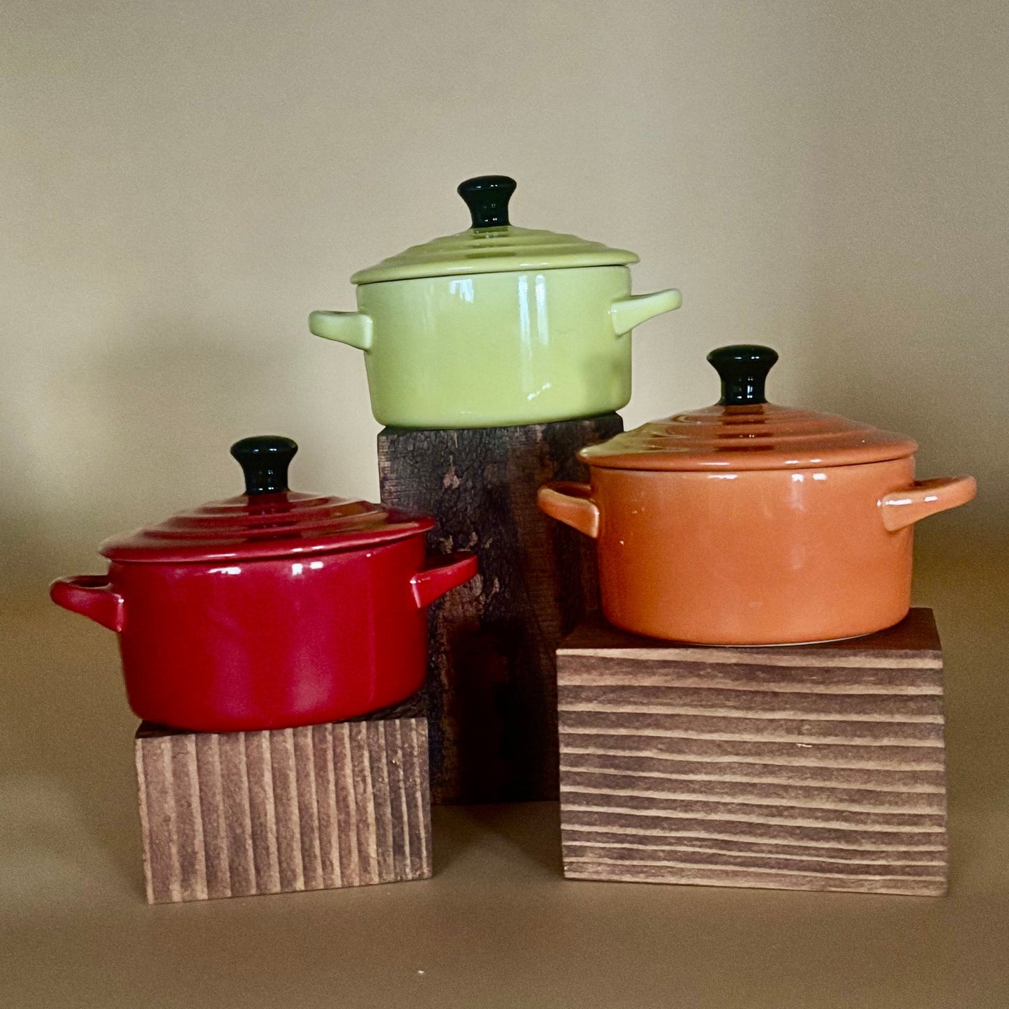 Set of 3 Gourmet Expressions Mini Cocottes - Yellow, Red & Orange