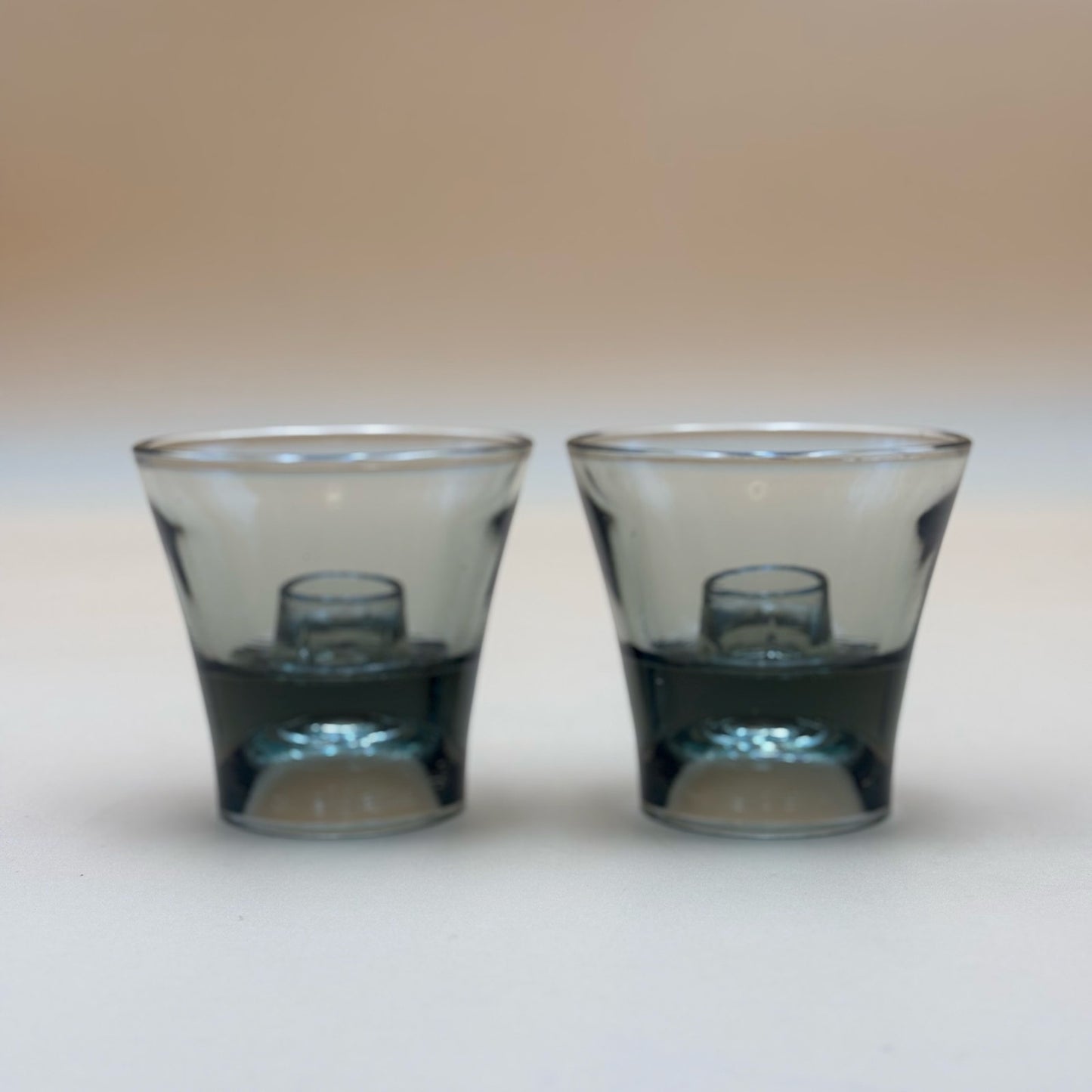 Smoky Gray Glass Taper Candle Holders Set of 2