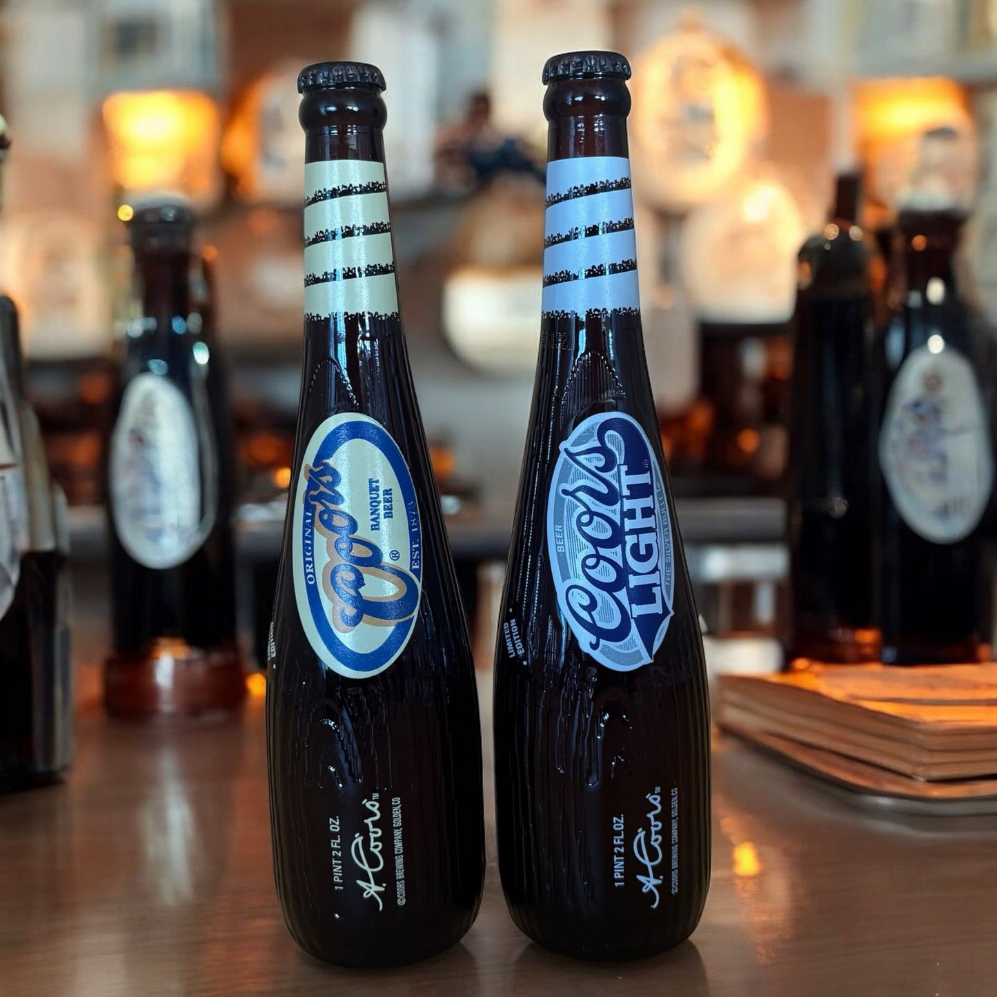 Set of 2 Coors Limited Edition Glass Bottles – Banquet & Light