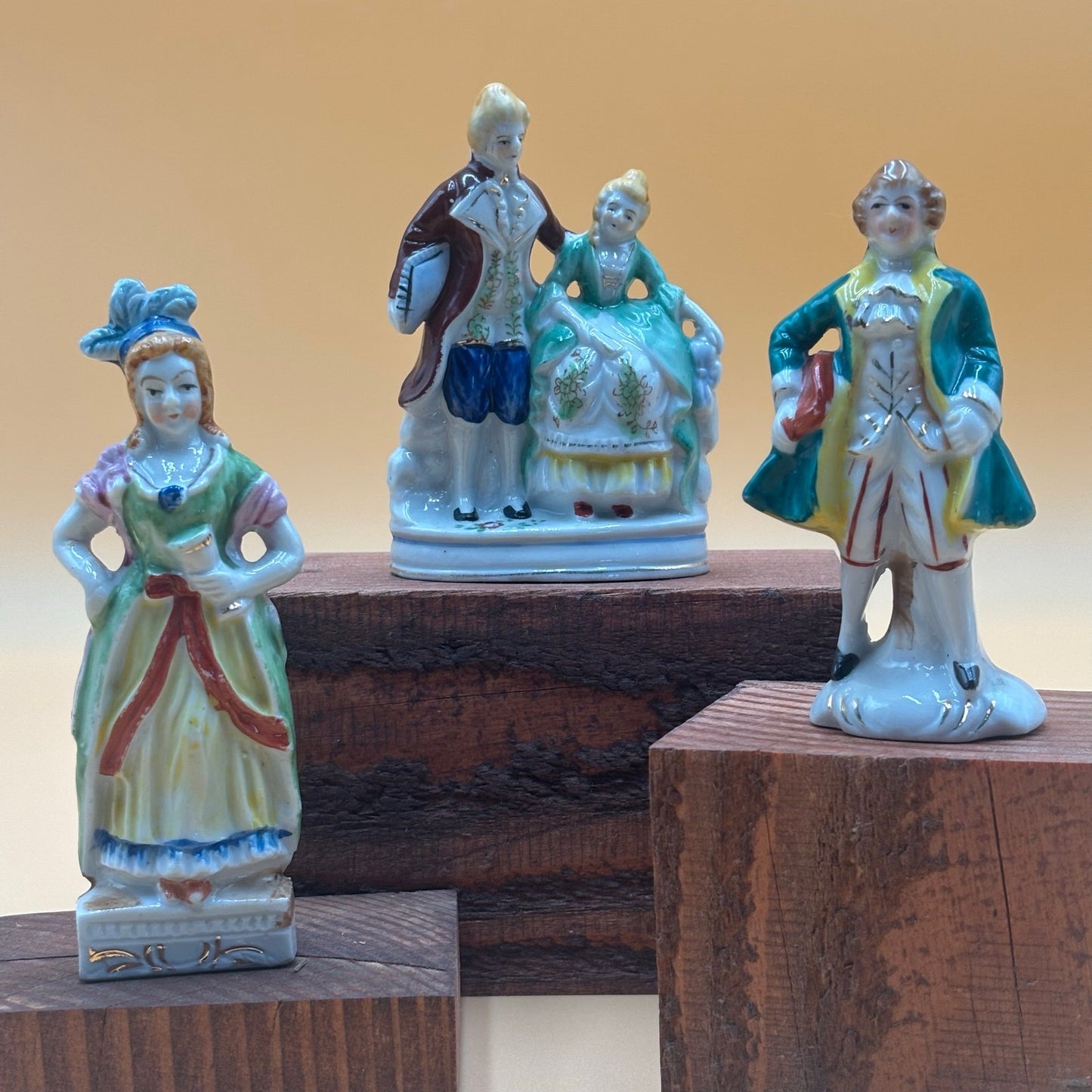 Vintage Victorian Occupied Japan Porcelain Figurine Set of 3 - Colonial Characters