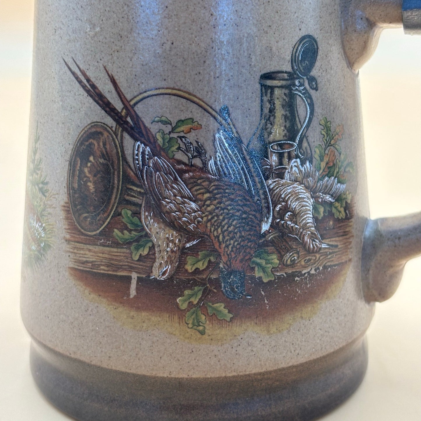 Vintage Marzi & Remy German Beer SteinPh easant & Deer Hunting Scene Pewter Lid