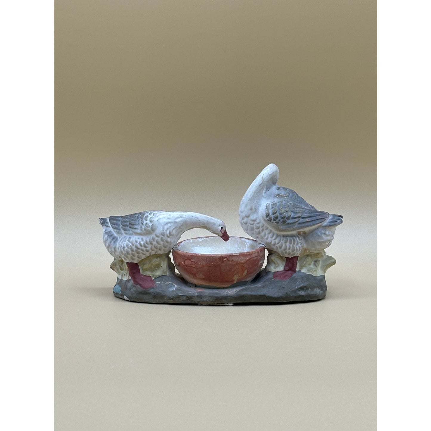 Vintage Japanese Geese Drinking Bowl Figurine