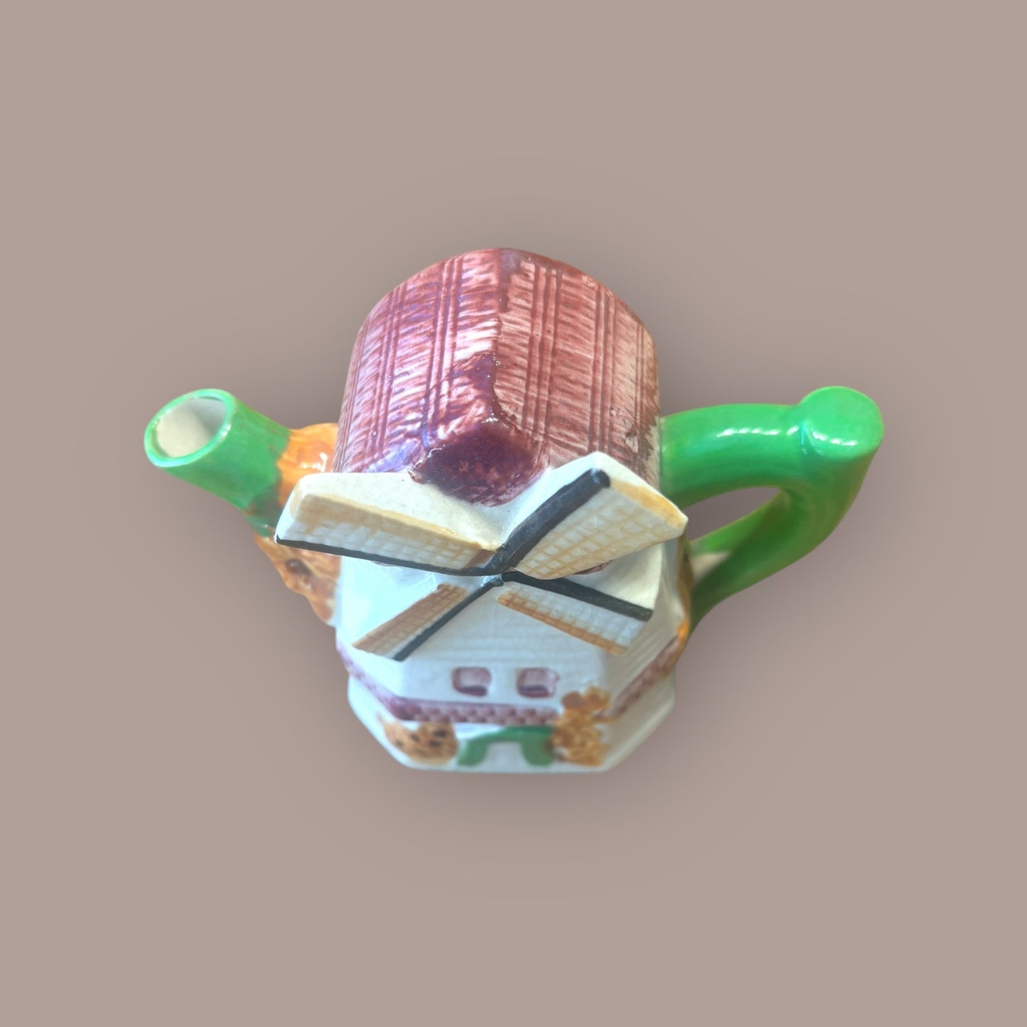 Vintage Japanese Windmill Teapot - Hand-Painted Cottage Design, Mid-Century