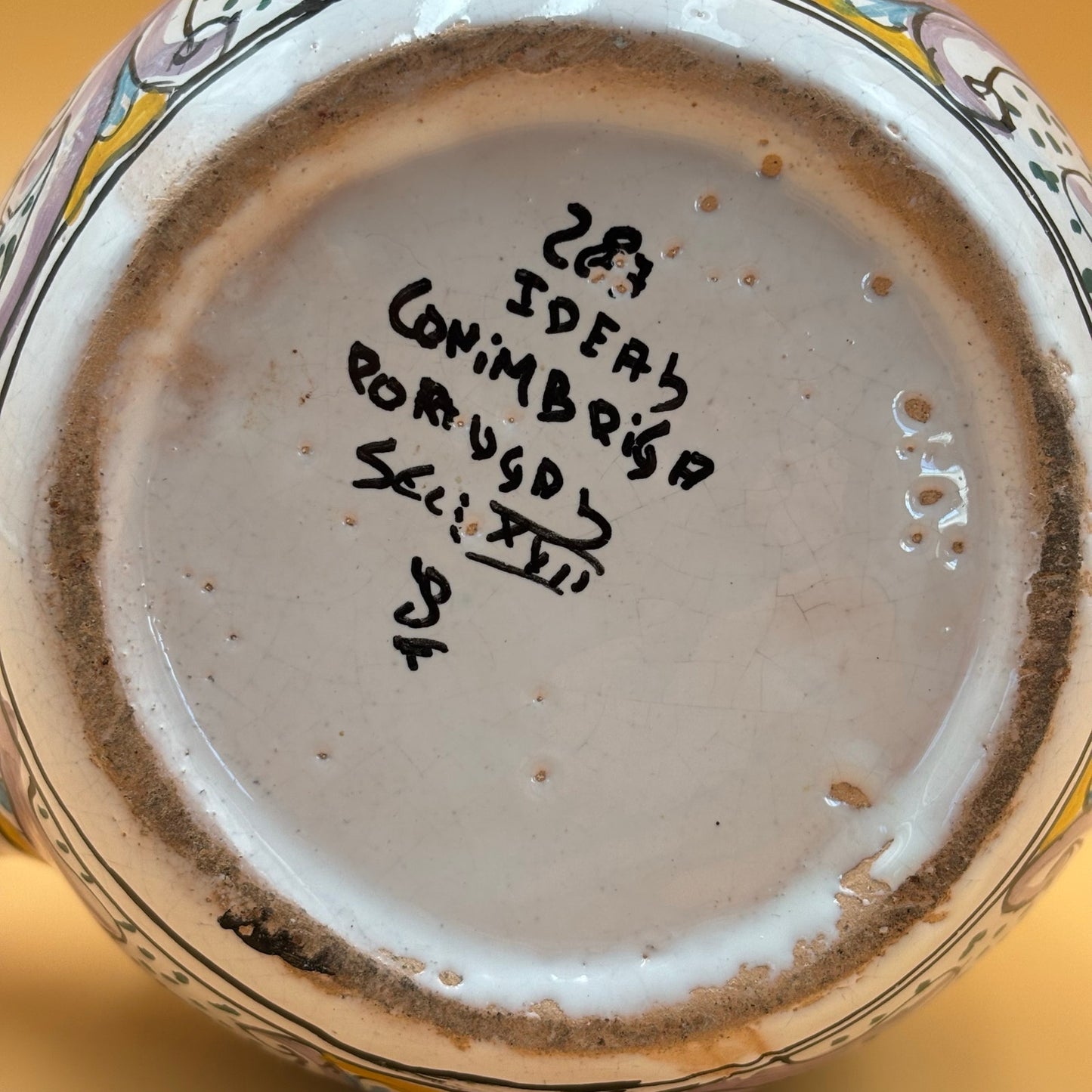 Vintage Portuguese Coimbra Pitcher – Hand-Painted Bird & Floral Talavera-Style Pottery